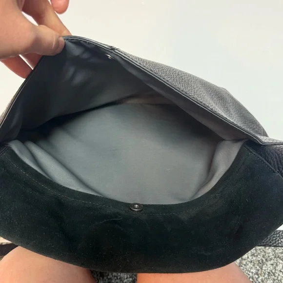 Treasure & Bond black peopled leather with suede flap closure crossbody bag - Picture 7 of 14